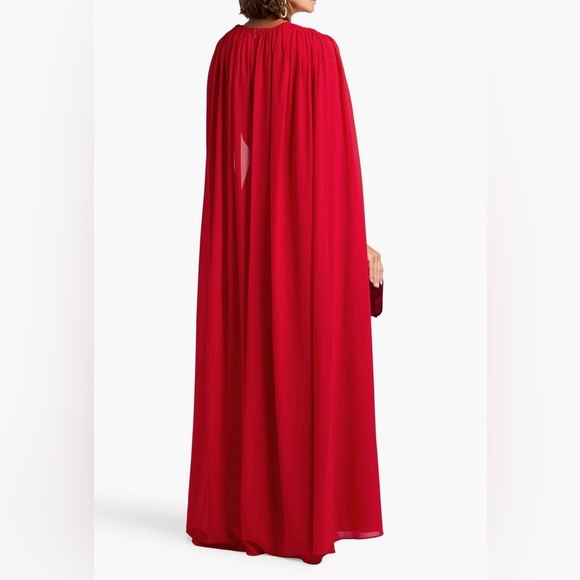 Alice + Olivia Zenaida Cape-effect de chine Bright Ruby Dress- NWT SIZE 12 - Picture 7 of 10
